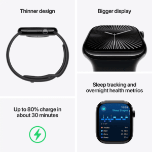 Apple Watch Series 10 GPS 46mm Jet Black Aluminum Case with Black Sport Band - Image 3