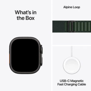 Apple Watch Ultra 2 GPS + Cellular 49mm , Black Titanium Case with Dark Green Alpine Loop - Image 5